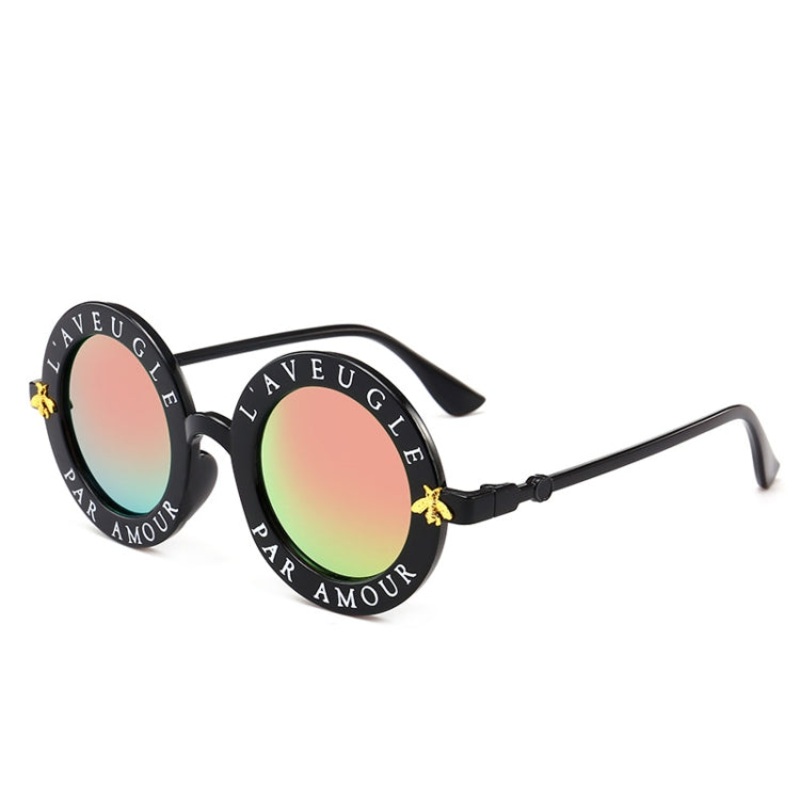 Women Vintage Round Frame Gradient Shades Sun Glasses(Orange)