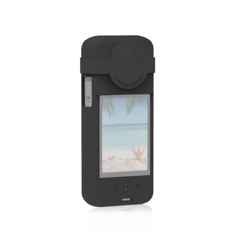 For Insta360 X3 PULUZ Silicone Protective Case with Lens Cover (Black)