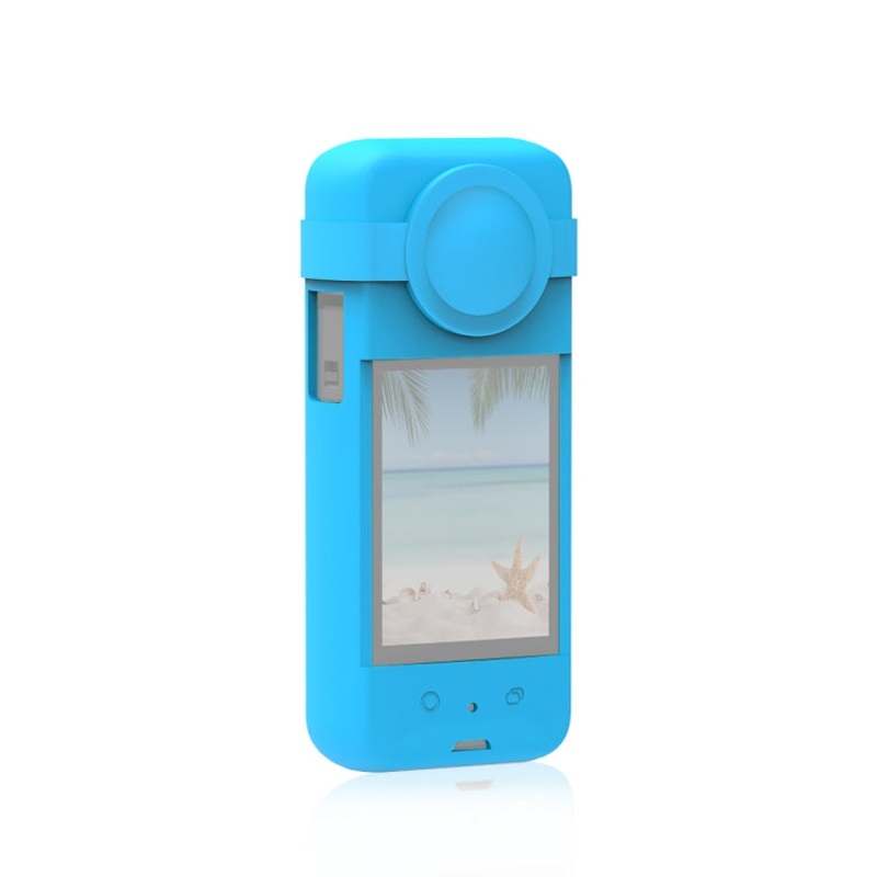 For Insta360 X3 PULUZ Silicone Protective Case with Lens Cover (Blue)