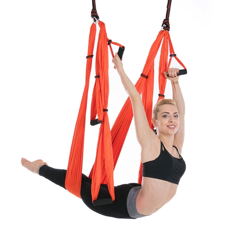 Bodybuilding Handstand Inelasticity Aerial Yoga Hammock Handles (Orange)