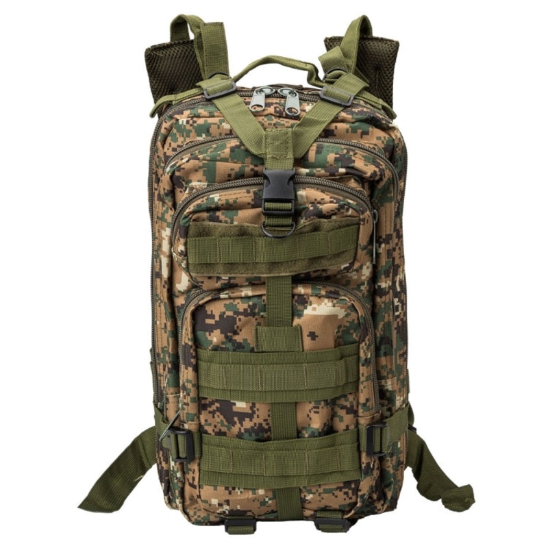 Camouflage Style Men Oxford Cloth Backpack Shoulders Bag Outdoors Hiking Camping Travelling Bag 3P with MOLLE & Shoulder Pad (Size: 43 x 26 x 23 cm)