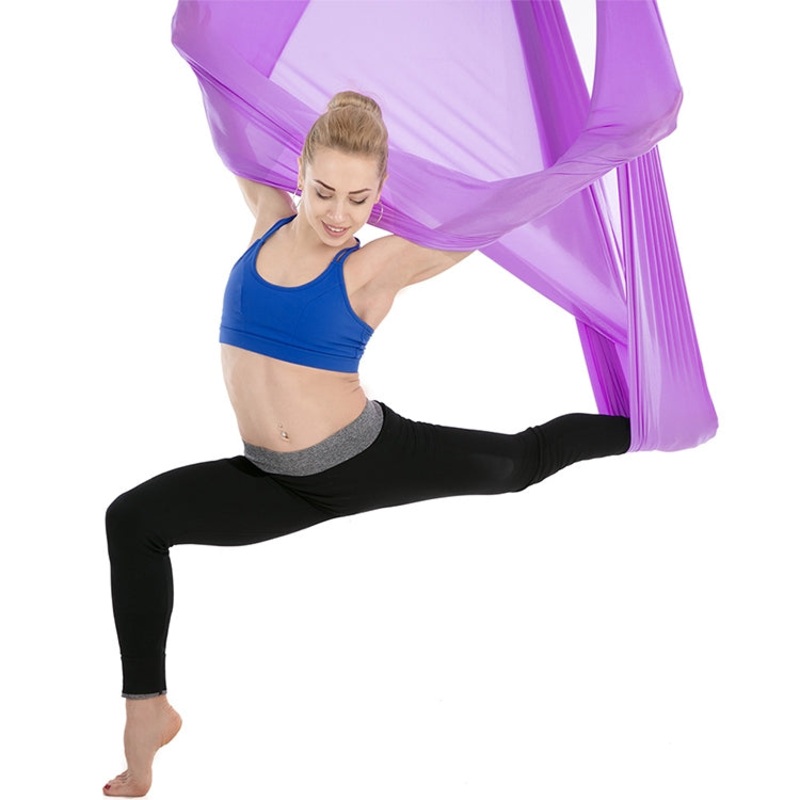 Household Elastic Stretching Rope Aerial Yoga Hammock Set (Light Purple)