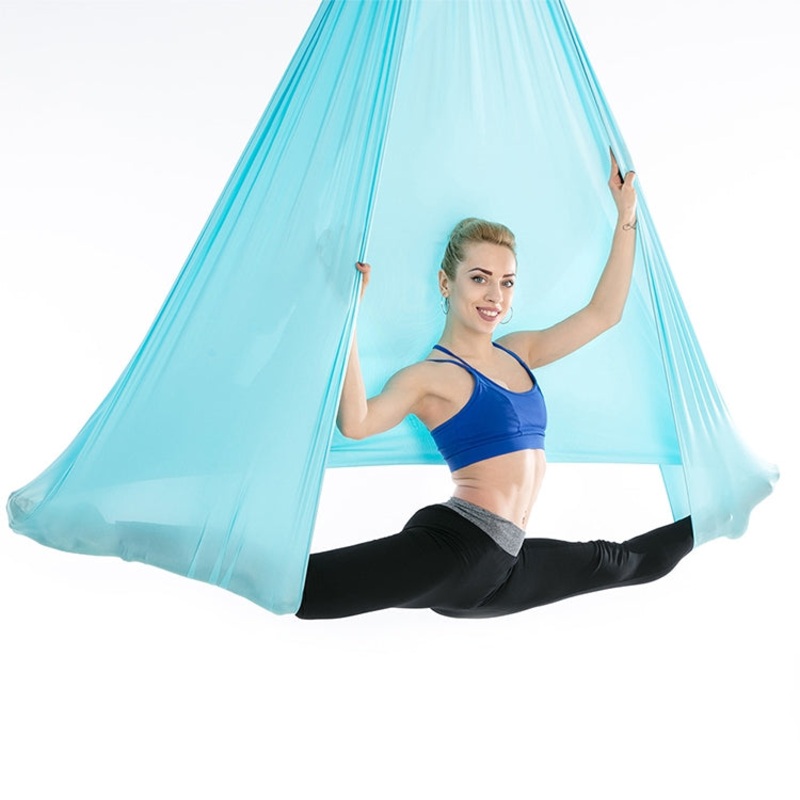 Household Handstand Elastic Stretching Rope Aerial Yoga Hammock Set (Lake Blue)