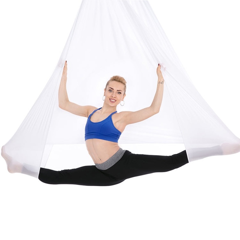 Household Handstand Elastic Stretching Rope Aerial Yoga Hammock Set (White)