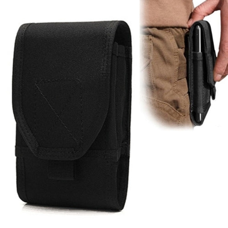 Stylish Multifunctional Outdoor Waist Bag Phone Camera Protective Case Card Pocket Wallet (Black)