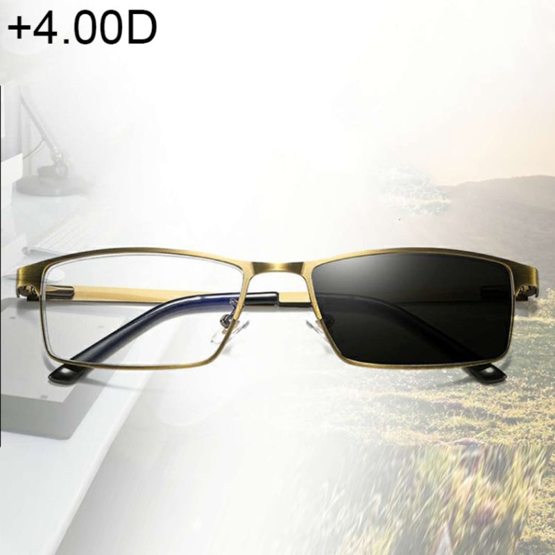 Dual-purpose Photochromic Presbyopic Glasses, +4.00D(Gold)