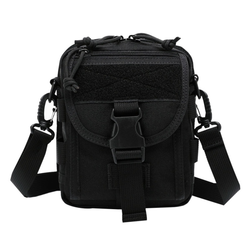 Fashion Army Style Oxford Cloth Crossbody Shoulder Sling Messenger Bag (Black, 17 x 15 x 8 cm)