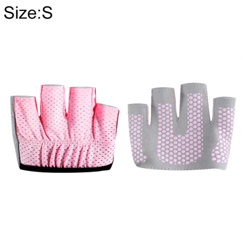 Half Finger Anti-Skid Yoga Gloves Sports Gym Palm Protector Size S (Rose Red)
