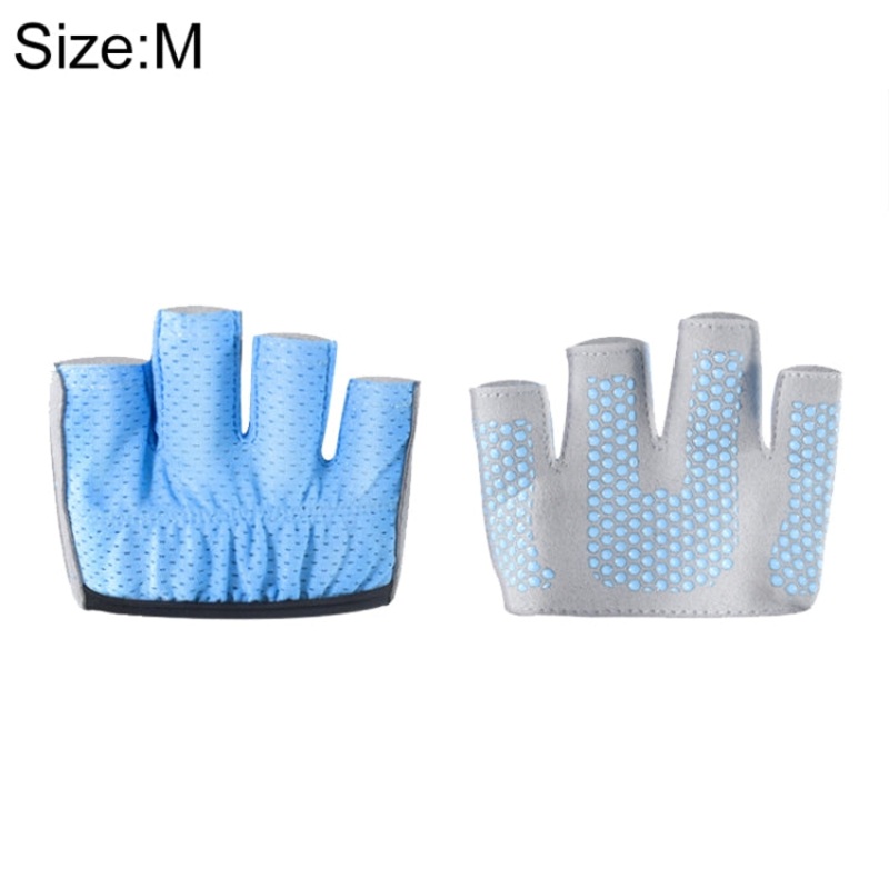 Half Finger Yoga Gloves Anti-Skid Sports Gym Palm Protector Size: M (Blue)