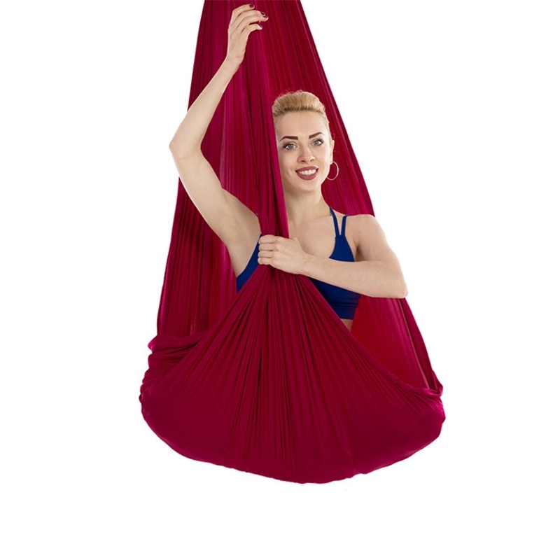 Household Handstand Elastic Stretching Rope Aerial Yoga Hammock Set (Wine Red)