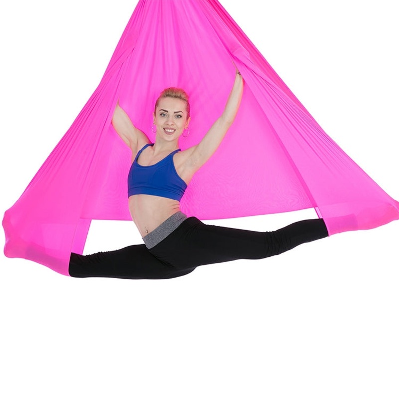 Household Handstand Stretching Rope Aerial Yoga Hammock Set (Rose Red)