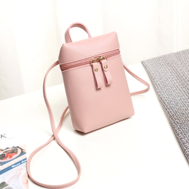 Ladies Simple Casual Shoulder Messenger Bag Small Change Mobile Phone Crossbody Bucket Bag (One Size)