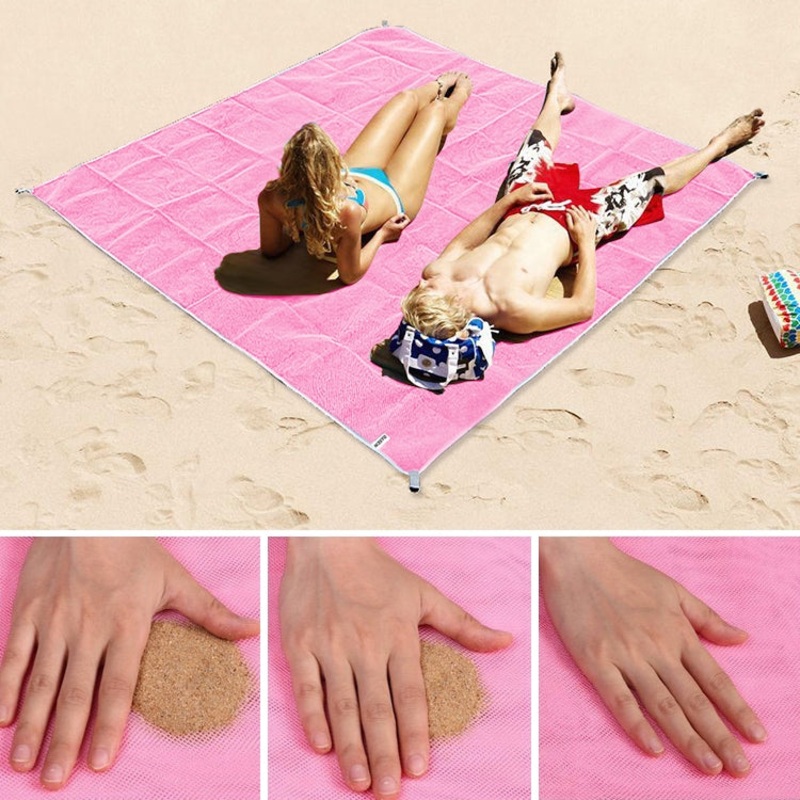 Sand Free Lightweight Foldable Outdoor Picnic Mat Camping Beach Mat (Pink) - 2x2m