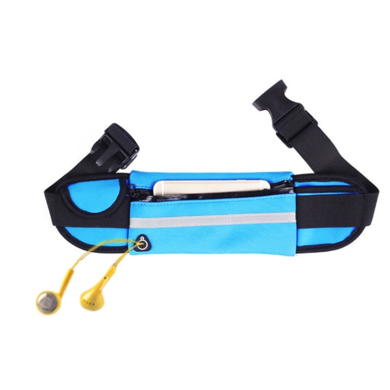 Stylish Multifunctional Outdoor Sports Waist Bag for 6 inch Phone with Card Pocket & Earphone Hole Sturdy Buckle & Reflective Light (Blue)