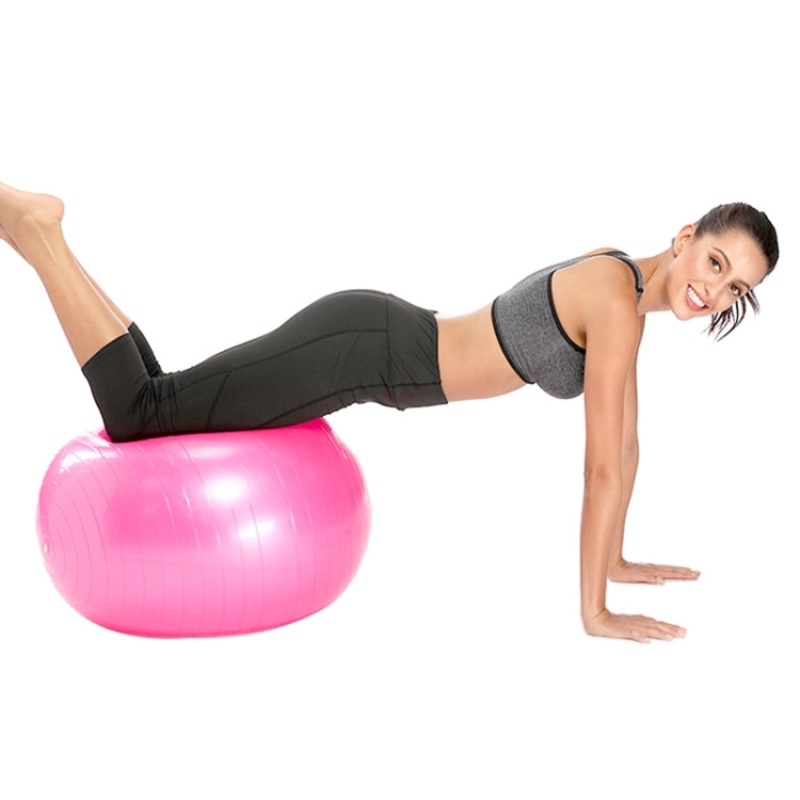 Thickening Explosion-proof Big Yoga Ball Sport Fitness Ball Environmental Pregnant Yoga Ball (Pink) - Diameter: 55cm