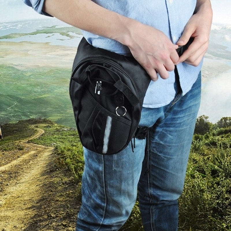 Black Motocross Leg Bag Motorcycle Riding Waist Bag Outdoor Multi-function Bag
