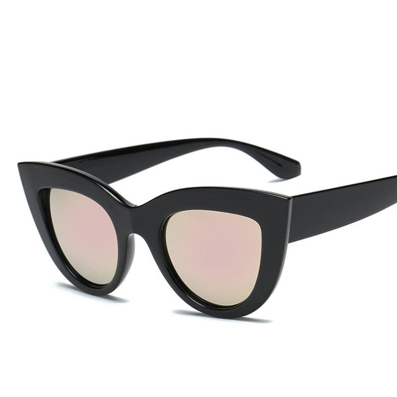Cat Eye Mirrored Metal Frame UV400 Sunglasses for Women