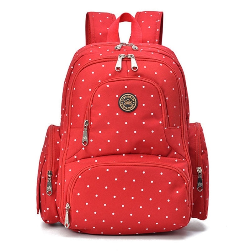 Fashion Travel Multifunctional Mother Maternity Mummy Nappy Backpack (Red Dot) 18x30x43cm