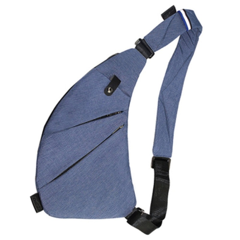 Fashion Wear-resistant Multifunctional Pockets Single Shoulder Bag Chest Front Bag for Man (Dark Blue)