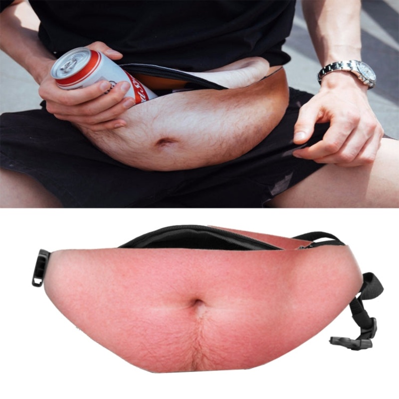 Funny Anti-Harassment Artificial Beer Belly Shape Outdoor Waist Bag, Multifunctional Unisex Sports Bag (one size)