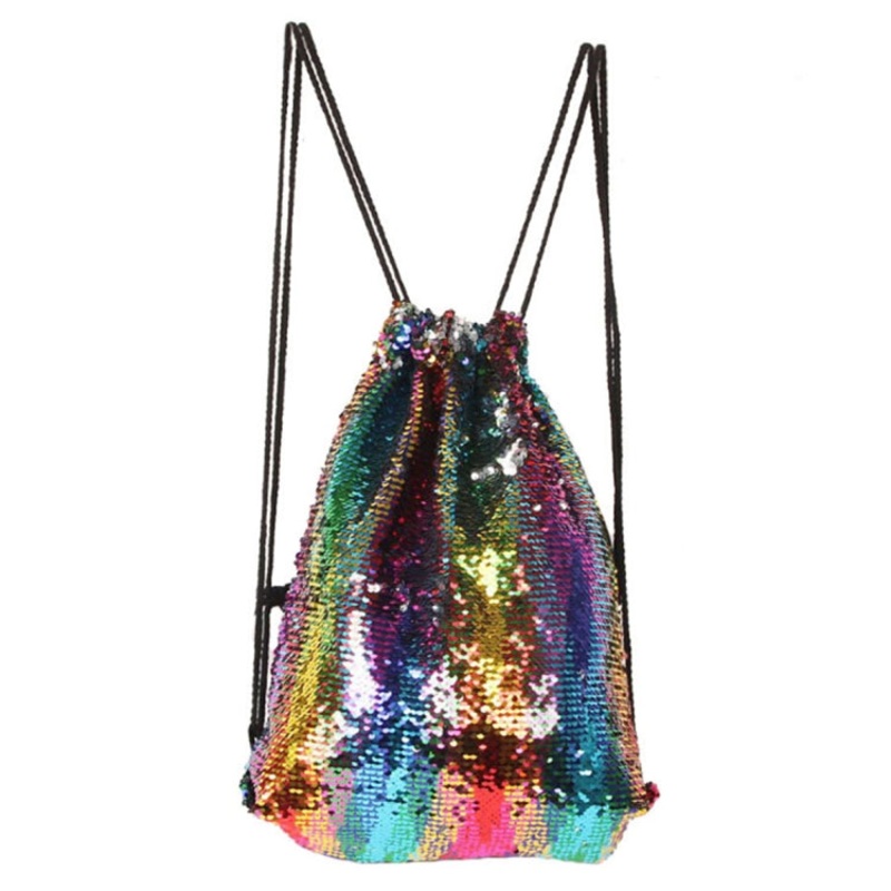 Mermaid Glittering Sequin Drawstring Sports Backpack Shoulder Bag (Colour)