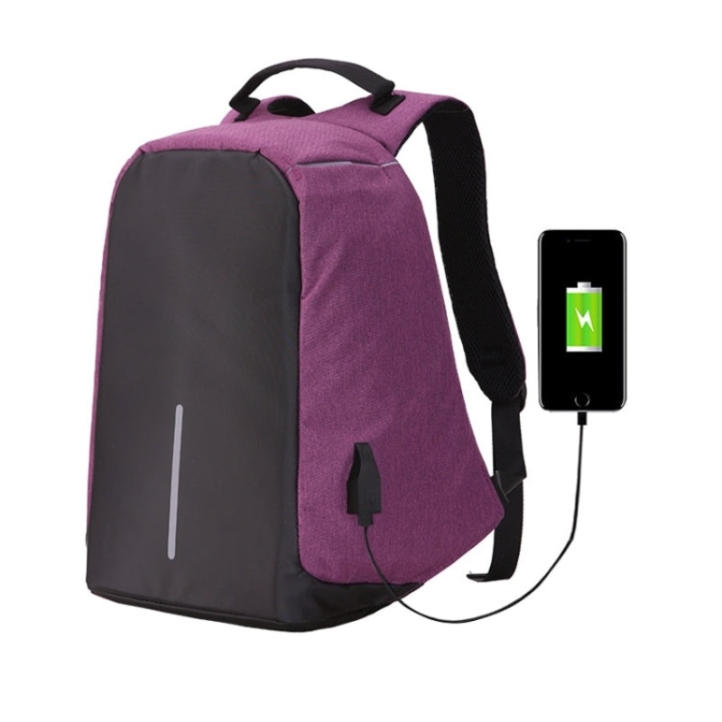 Multi-Function Large Capacity Travel Anti-theft Security Backpack with USB Charging (Purple, 42 x 29 x 14 cm)