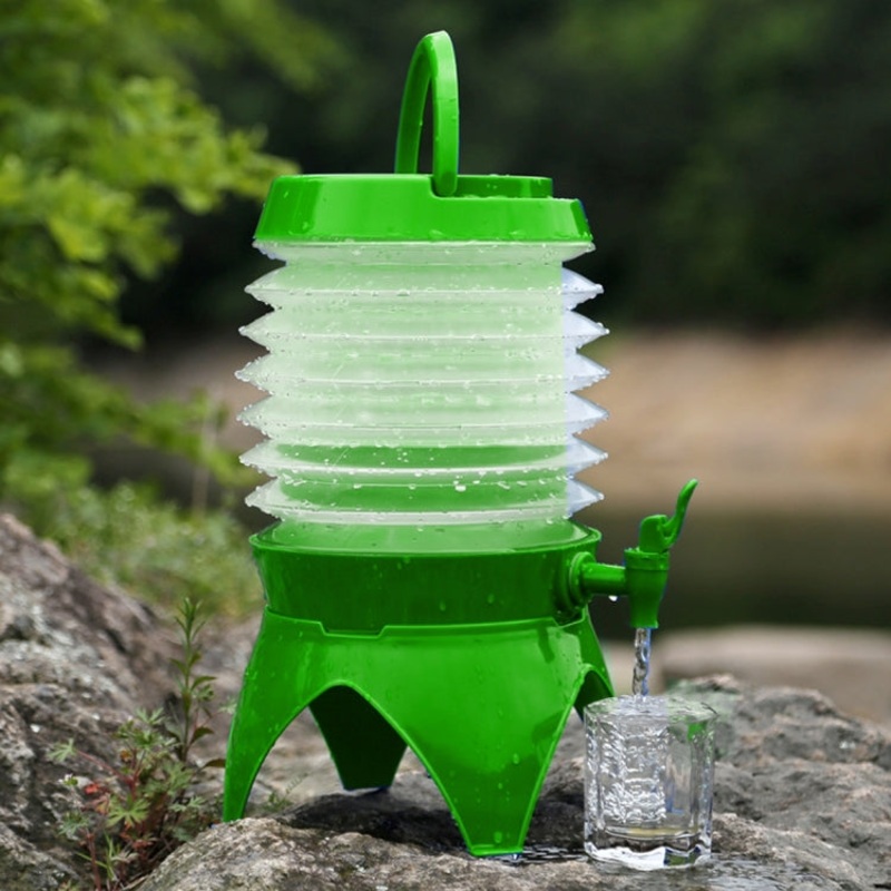 Multi-functional Outdoor Camping Telescopic Folding Retractable Bucket 5L (Green)