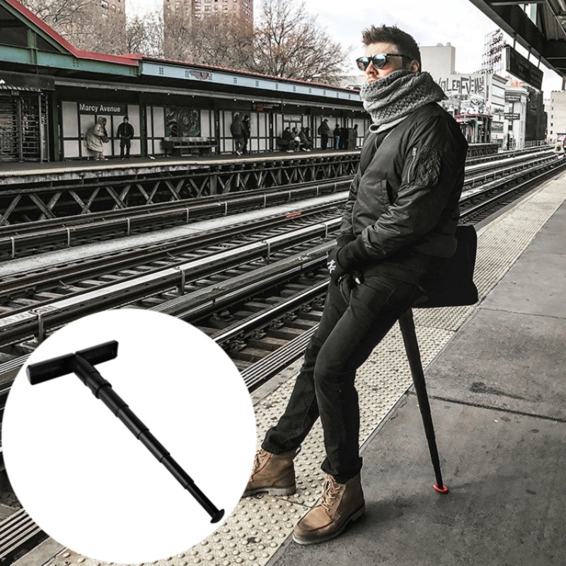 Outdoor Waiting In Line for Artifact Portable Subway Travel Light Mini Carry-on Seat Retractable Folding Stool (Black)