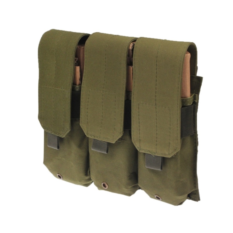 Triple Canvas Clips Pouch with Hook and Loop Fastener & Quick Release Buckles (Army Green)