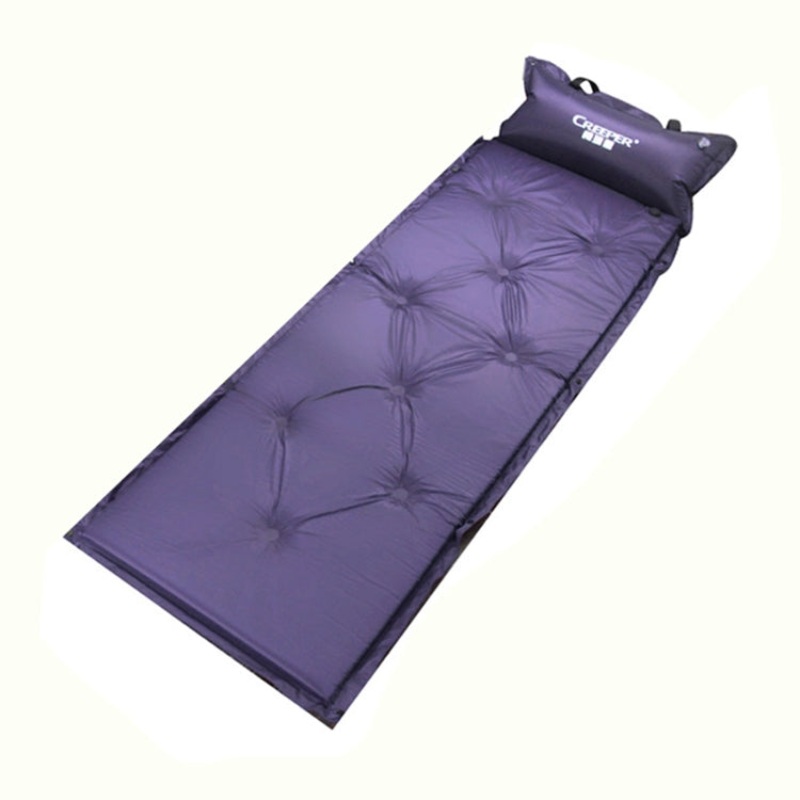 Automatic Inflatable Sleeping Pad Moisture Proof Pad with Pillow (Purple)