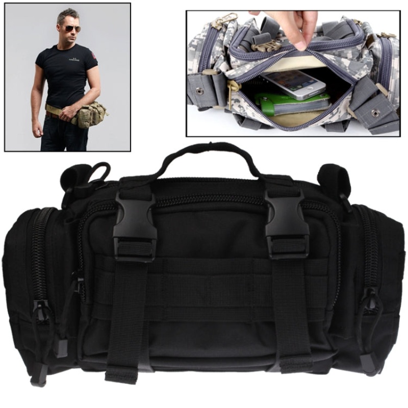 Collectable 3P Utility Waist Bag Pack Hand Pouch Pack with Long Strap (Black)