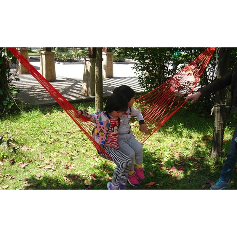Hanging Nylon Mesh Rope Hammock Sleeping Hanging Bed (Red)