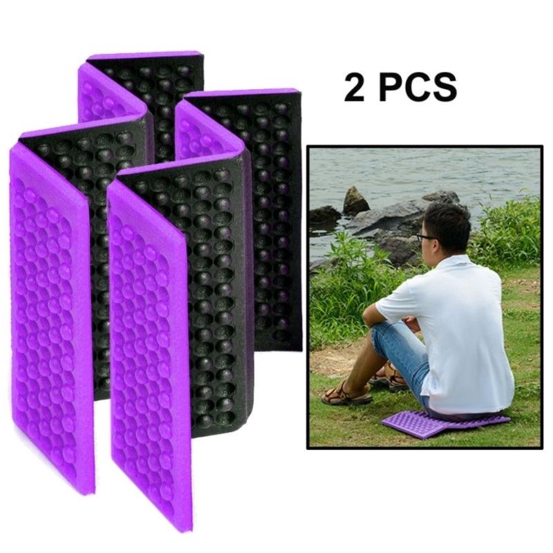 Portable Folding Cellular Massage Cushion Outdoors Damp Proof Picnic Seat Mats EVA Pad (Purple)
