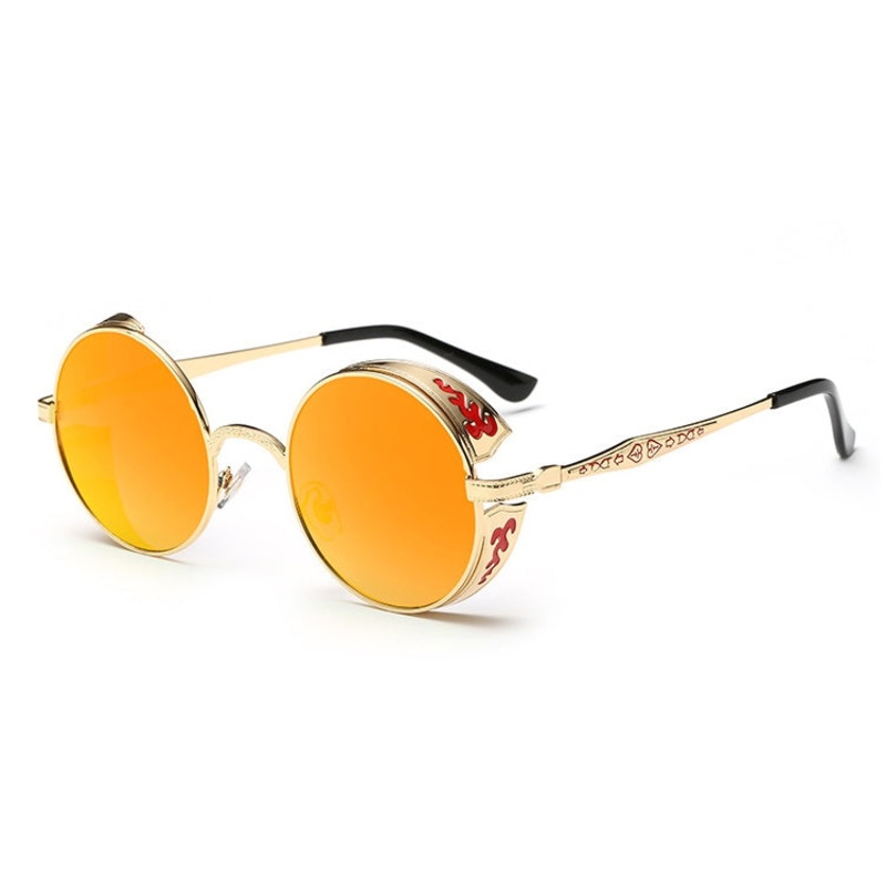Retro Carved Round Sunglasses