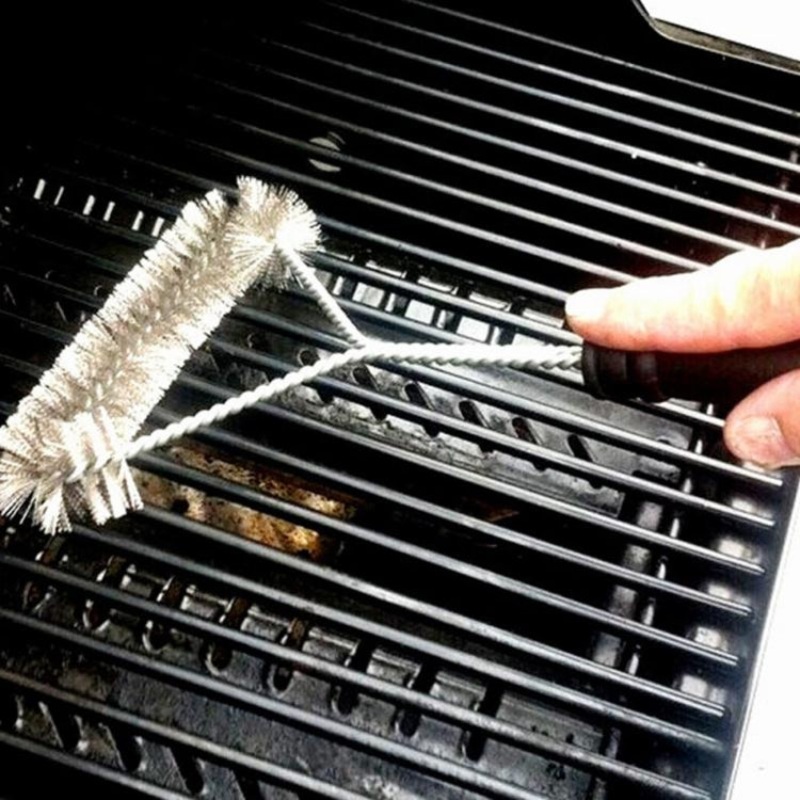 Stainless Steel Wire Bristles BBQ Brush Cleaning Brush with Handle (12 inch)