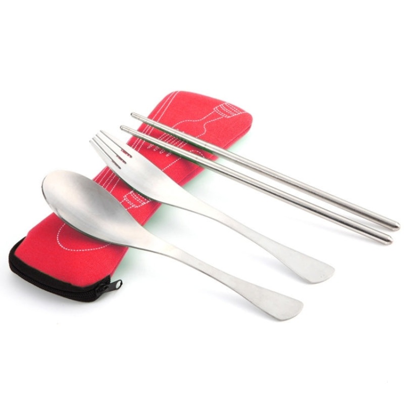 Three Piece Outdoor Cutlery Set (Big Red)