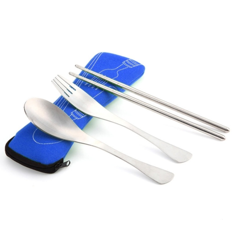 Three Piece Outdoor Cutlery Set (Dark Blue)