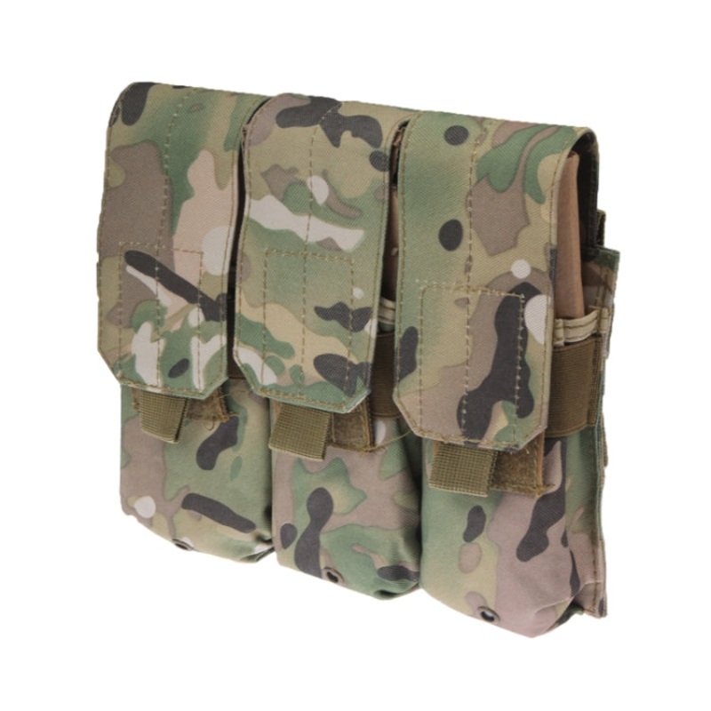 Triple Canvas Clips Pouch with Hook and Loop Fastener & Quick Release Buckles (Camouflage)