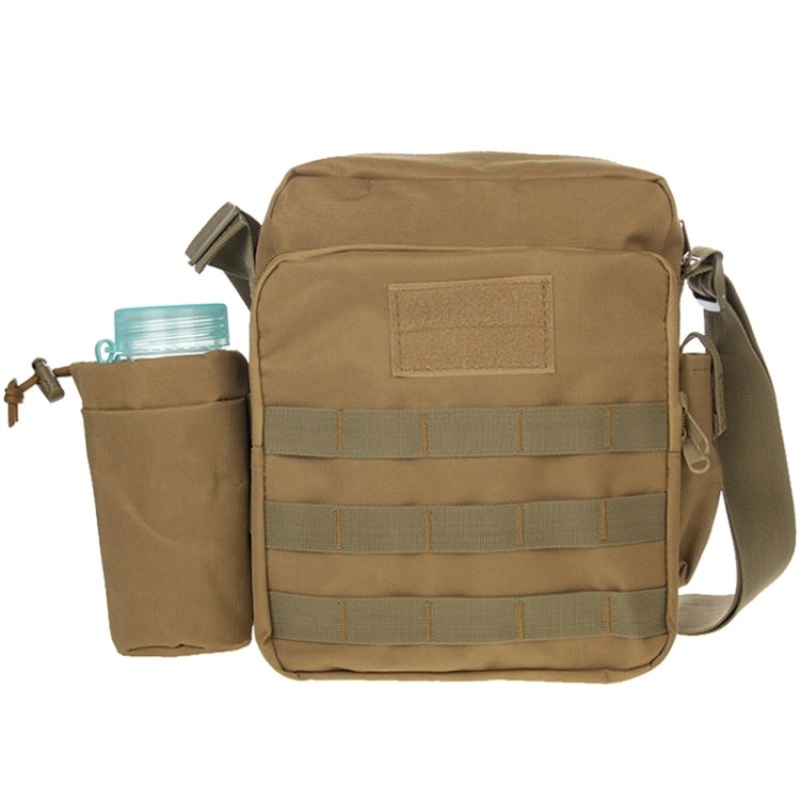 Waterproof High Density Strong Nylon Fabric Shoulder Bag with Kettle Bag (Brown Yellow)