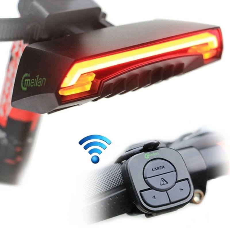 Wireless Remote Control Waterproof Laser Tail Lamp for Bicycle (Black)