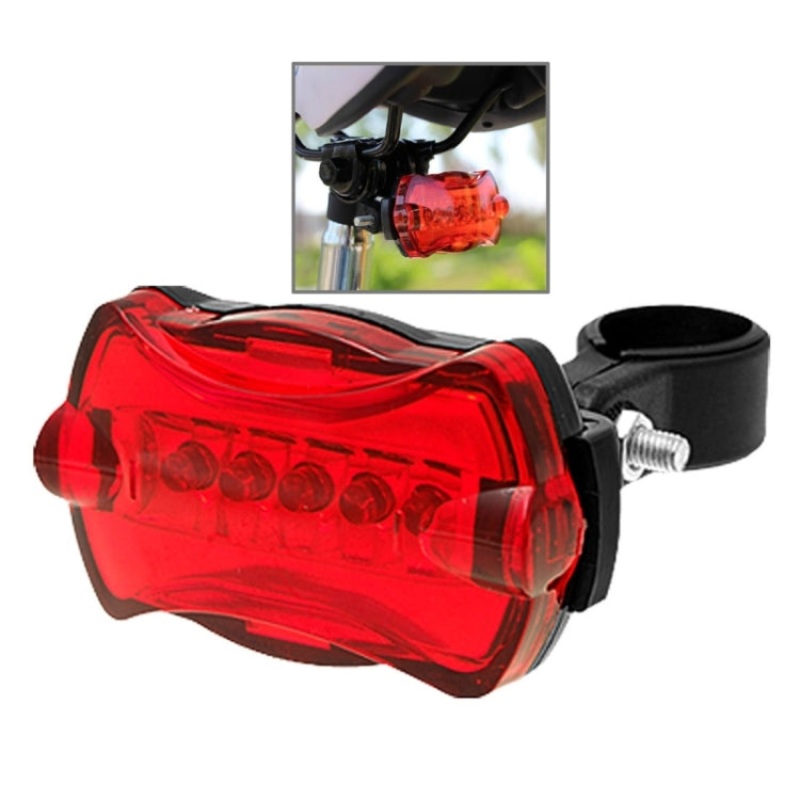 5 LED 7 Mode Bike Bicycle Rear Tail Safety Flash Light Lamp (Red)