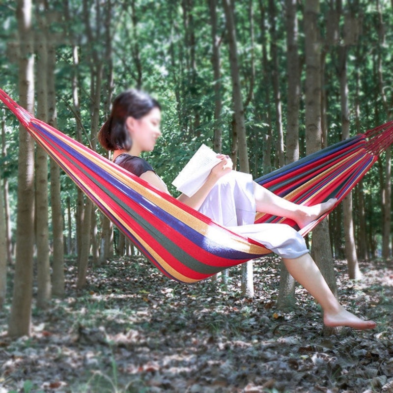 Outdoor Camping Canvas Hammock Red (Size: 185cm x 80cm)
