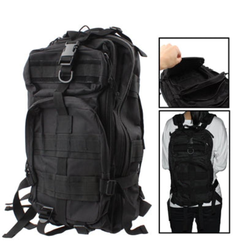 Waterproof Nylon Oxford Backpack Bag with Adjustable Strap(Black)