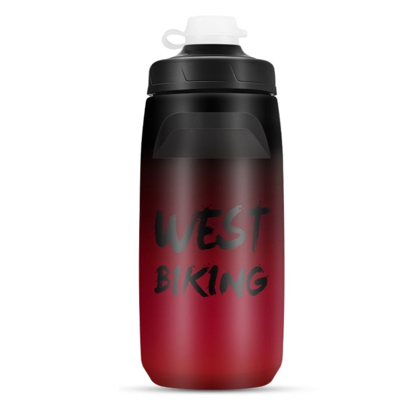 Bicycle Water Bottle Portable Outdoor Cycling Water Cup (Black Red Gradient, 620ML)