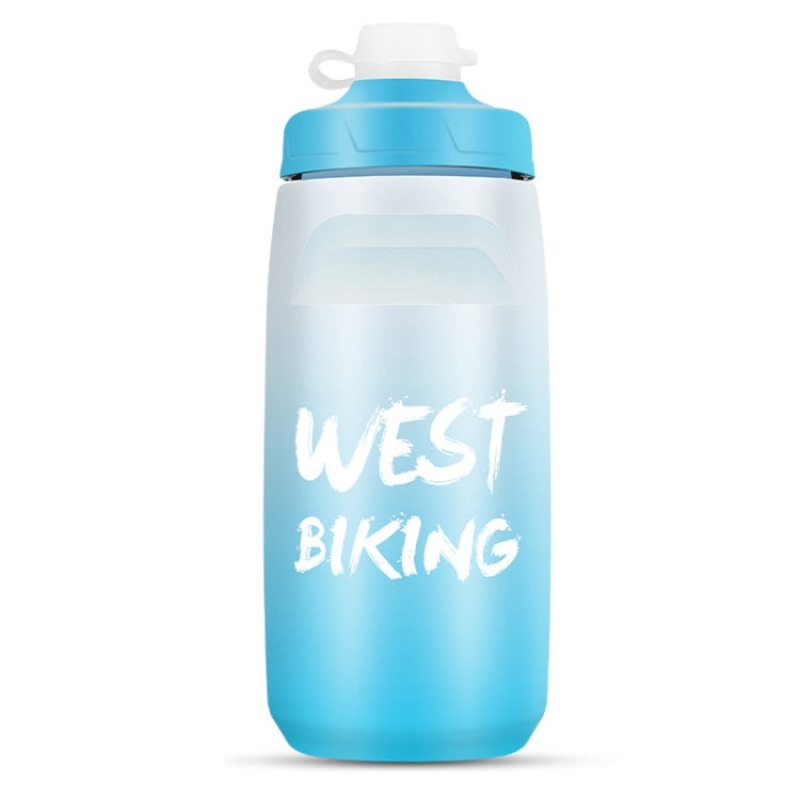 Bicycle Water Bottle Portable Outdoor Cycling Water Cup (White Blue Gradient, 620ML)