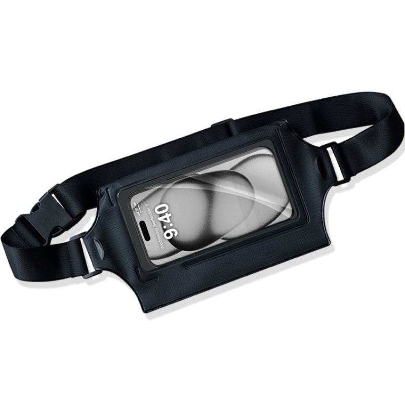 Black IPX8 Waterproof Mobile Phone Waist Bag for Fishing Mountaineering Cycling Sports (One Size)