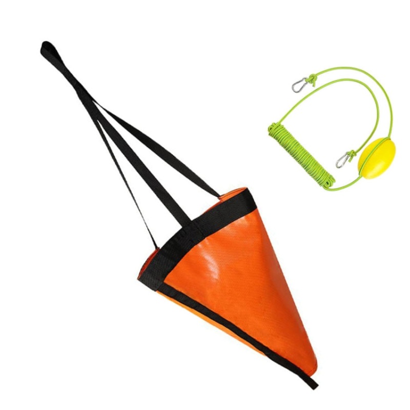 PVC Traction Drift Brake Fishing Sea Anchor, Size: 18 inch Orange With Yellow Green Rope+Float