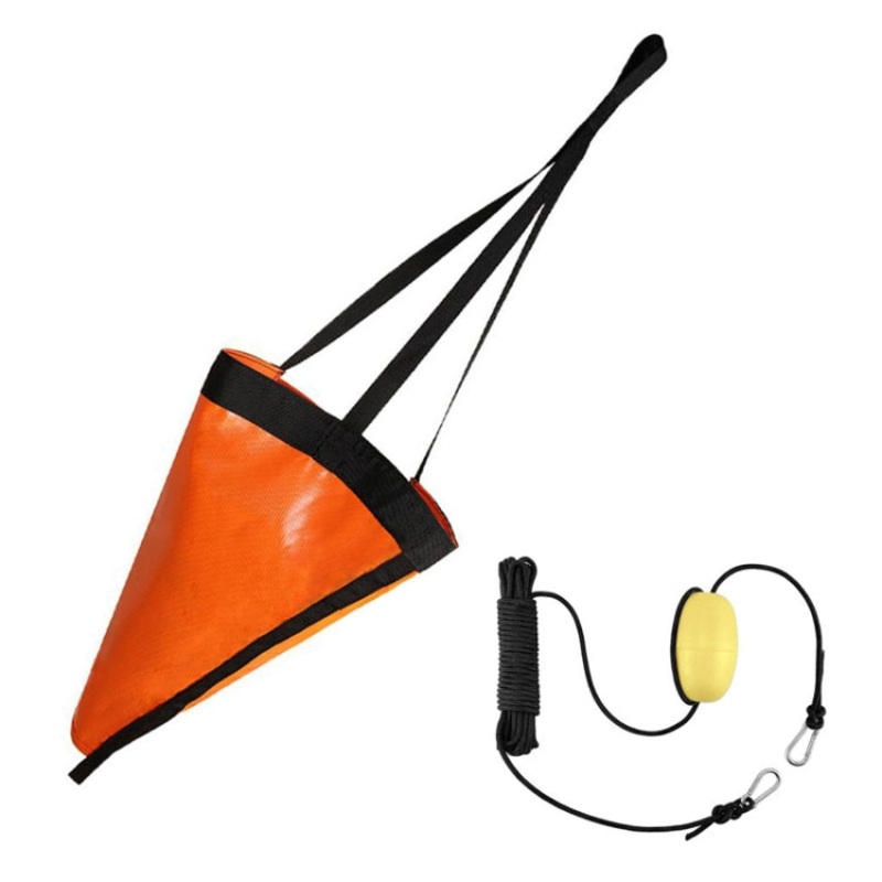 PVC Traction Drift Brake Fishing Sea Anchor, Size: 24 inch Orange With Black Rope+Float