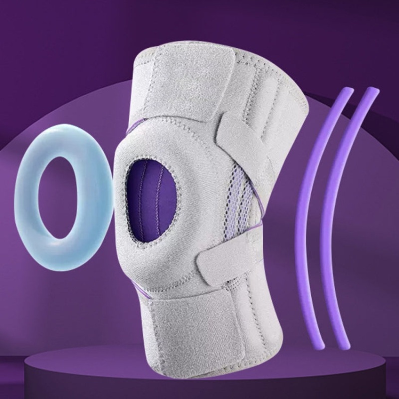 Sports Protection Knee Pads Meniscus Protection Cover Patella Brace With Double Anti-slip Strip(Light Gray)