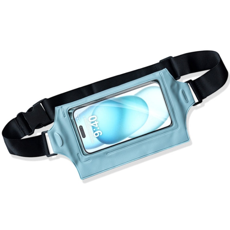 Waterproof Mobile Phone Waist Bag for Fishing Mountaineering Cycling Sports (Gray Blue)